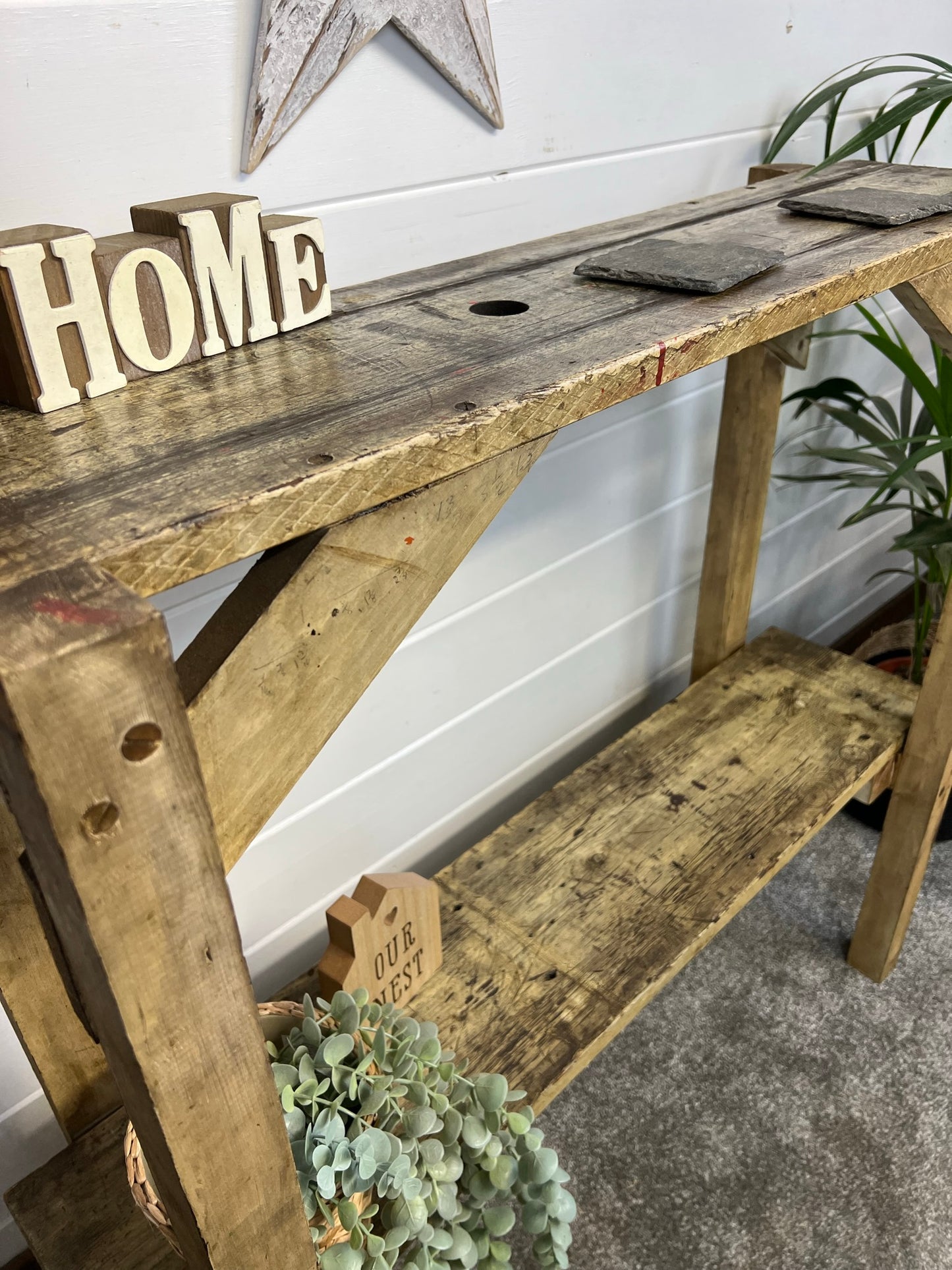 Rustic Entryway Console Table Narrow Hallway Side Table Reclaimed Shabby Chic Distressed