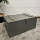 Vintage Grey Wooden Storage Box Trunk Tool Chest Toolbox Side Table