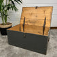 Vintage Grey Wooden Storage Box Trunk Tool Chest Toolbox Side Table