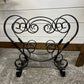 Vintage Black Wrought Iron Magazine Rack Newspaper Stand Rustic Farmhouse Decor