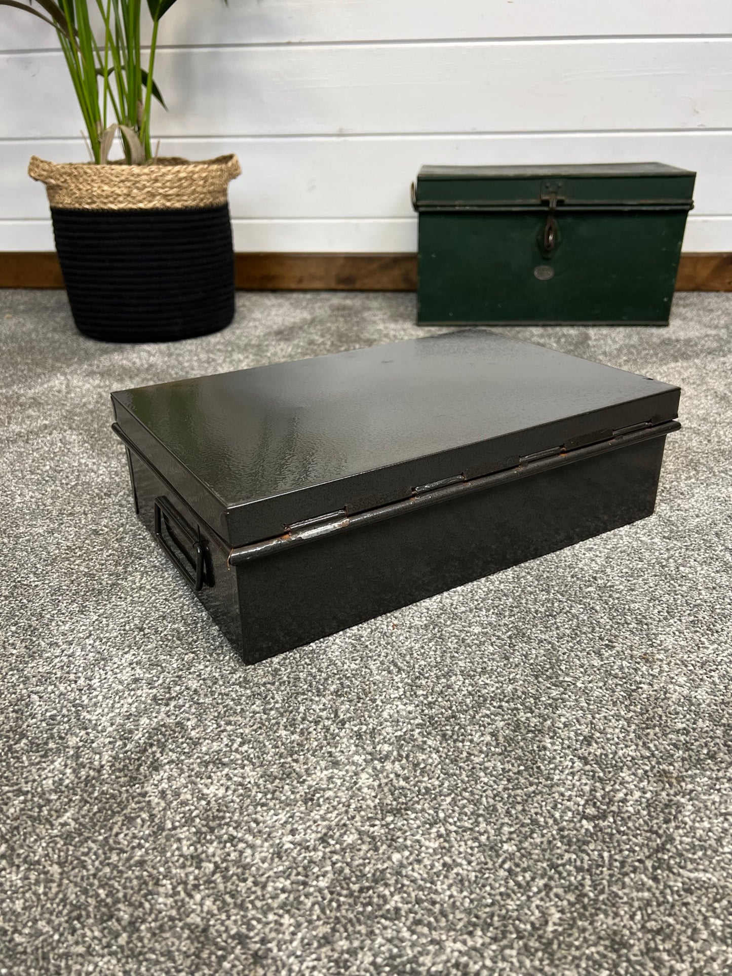 Vintage Small Metal Storage Box Cash Box Toolbox
