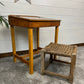 Vintage Wooden School Desk & Woven Stool Original Rustic Display Decor