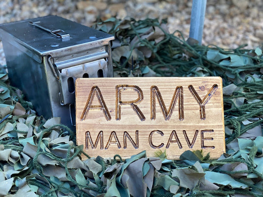 Army Man Cave Rustic Wooden Sign Handmade Beer Garden Decor