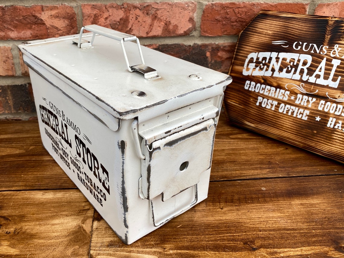 General Store Metal Ammo Box Reclaimed Tool Box Vintage Industrial Rustic Retro Chic