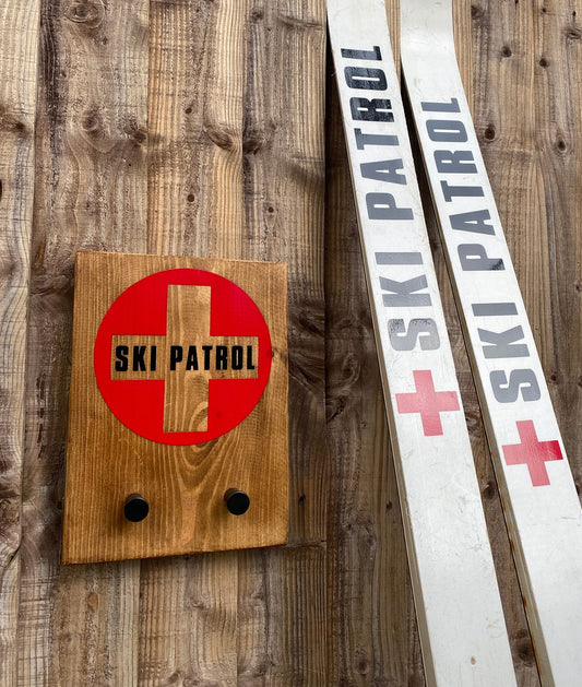 Rustic Ski Patrol Coat Hook Key Hook Handmade Reclaimed Wooden Sign Home Decor Skiing
