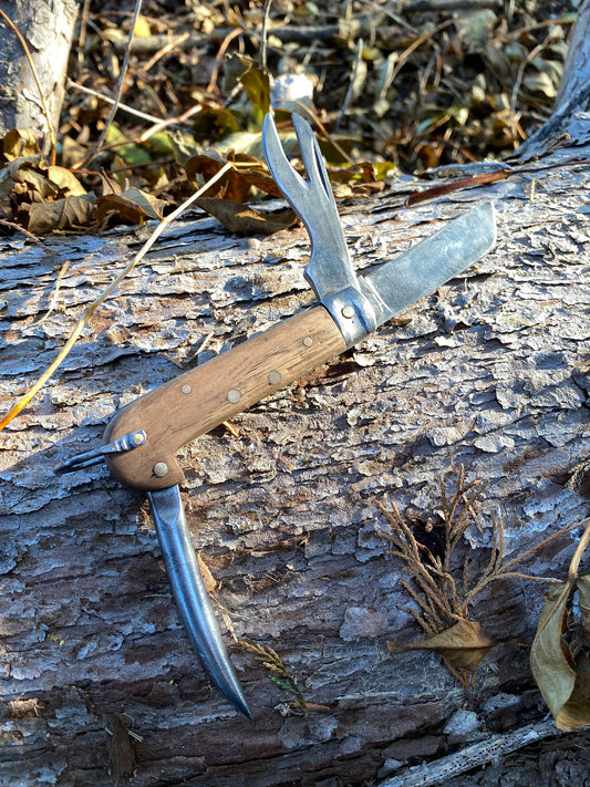 Vintage Army Jack Knife Wooden Handle Clasp Knife Military Survival Pen Knife