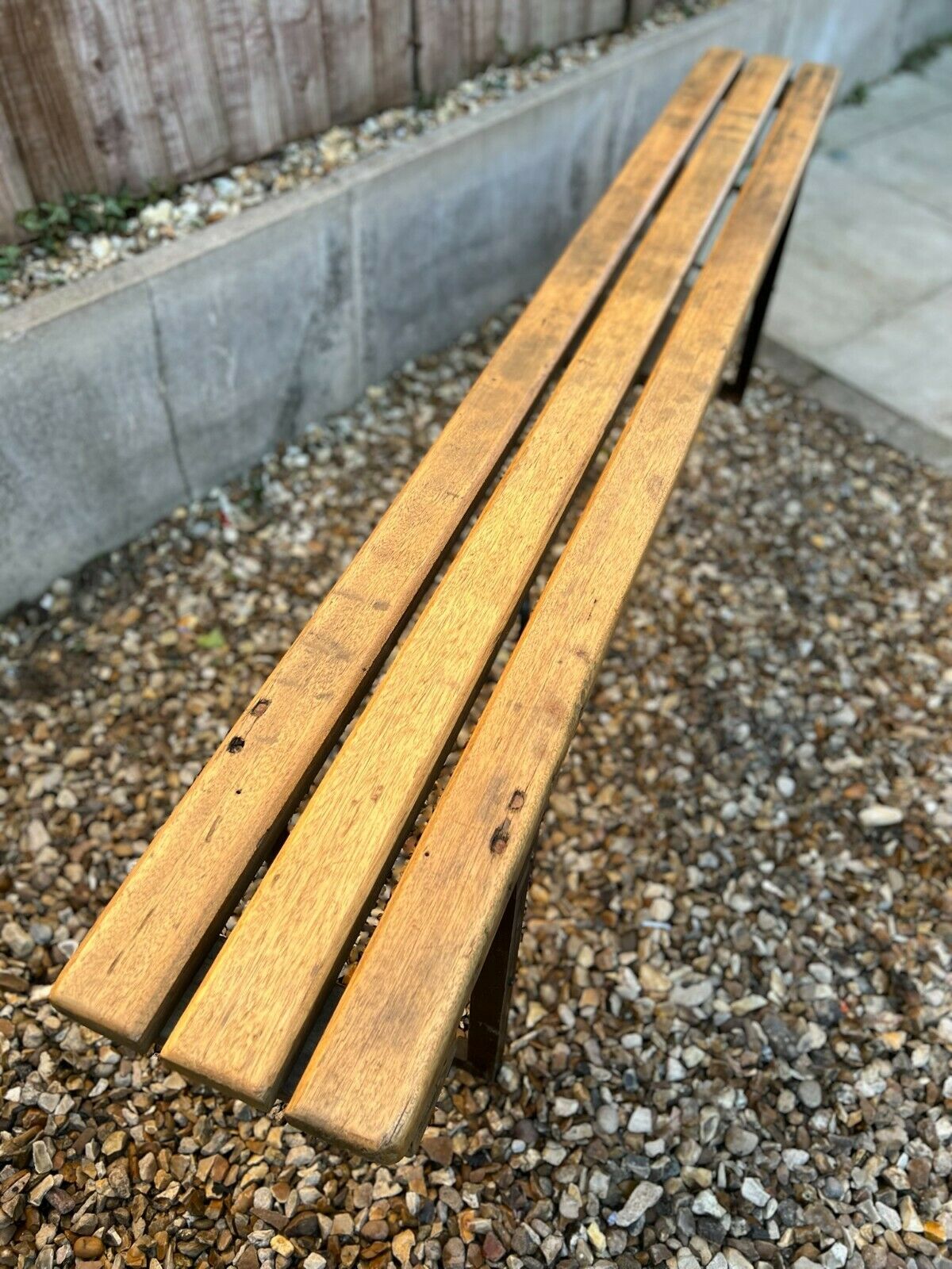 Wooden Folding Trestle Bench Ex Army 1953 Waxed Dining Vintage Garden Industrial